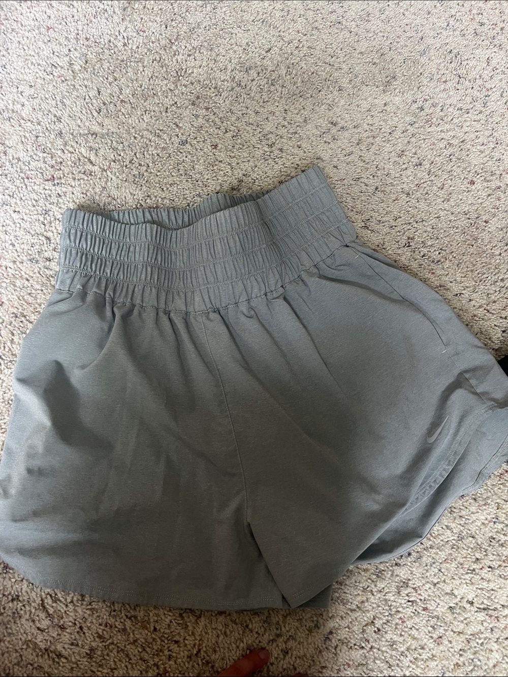 Nike Women's Light Gray Smocked-Waist Athletic Shorts
